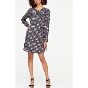 LOFT MULTICOLOR GEOMETRIC LONG SLEEVES SHIRTTAIL DRESS